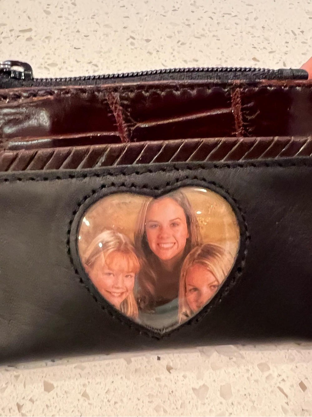 Brighton Black Leather CoinWallet with Heart Photo Window